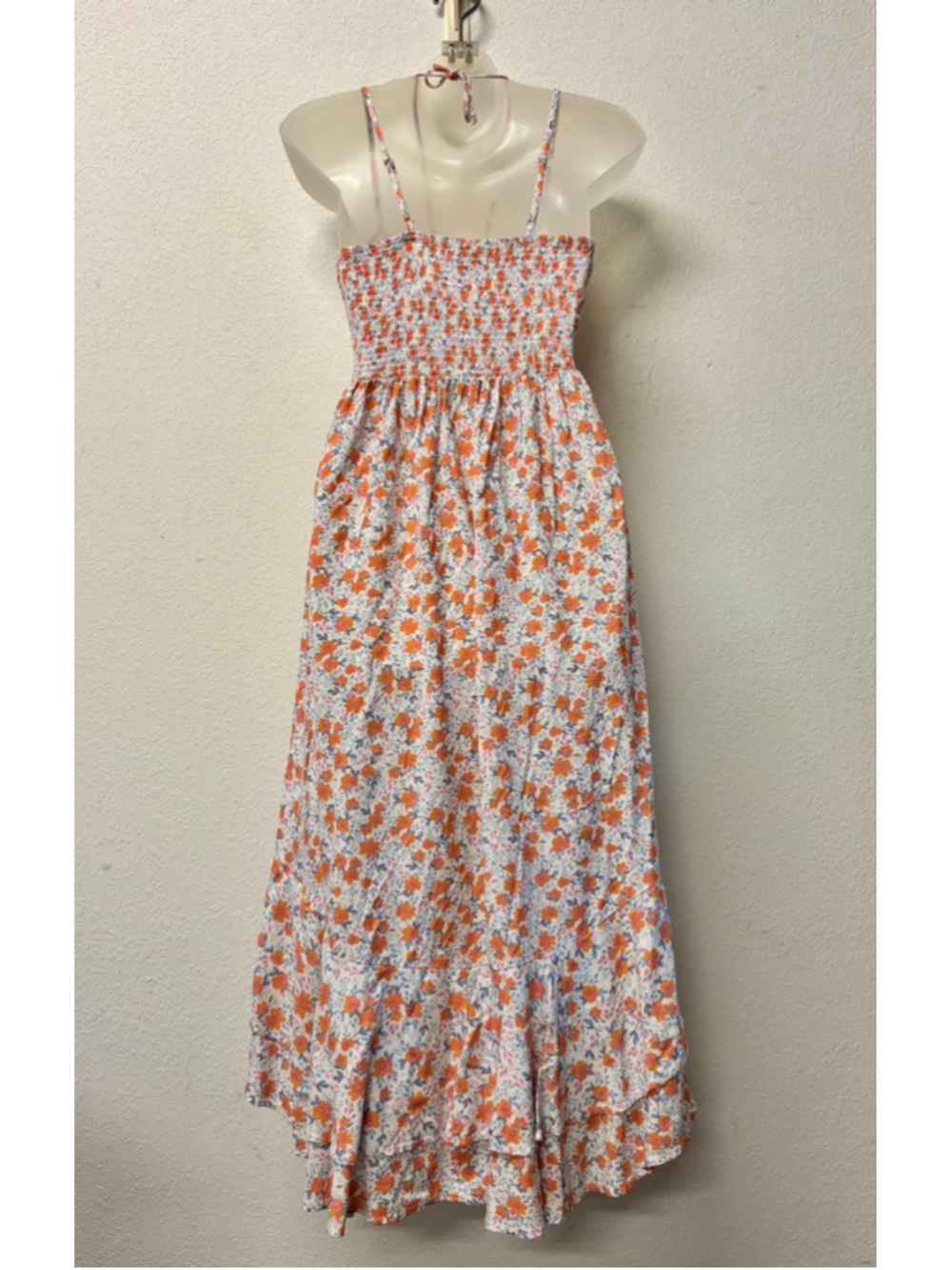 Sun Dress Jopana White Orange Floral High Low Dress Small - Picture 5 of 7